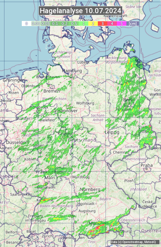 Karte mit Unwetteranalyse