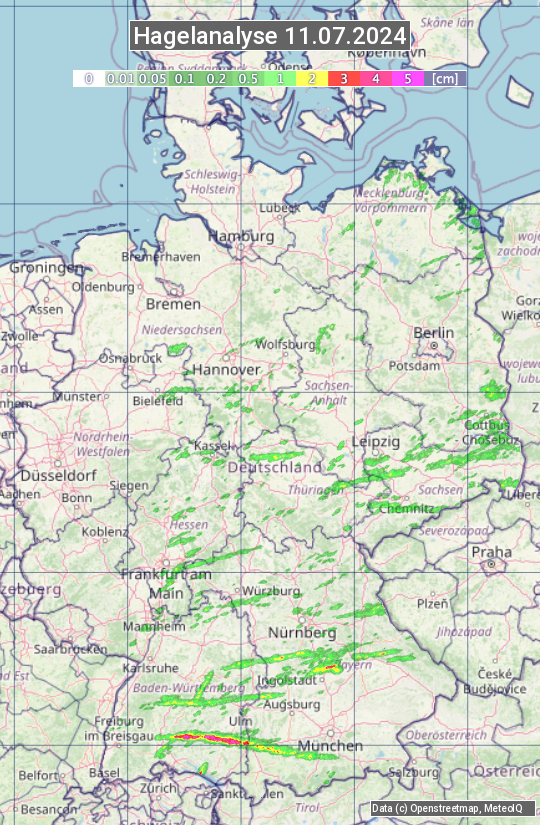 Karte mit Unwetteranalyse