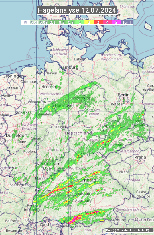 Karte mit Unwetteranalyse