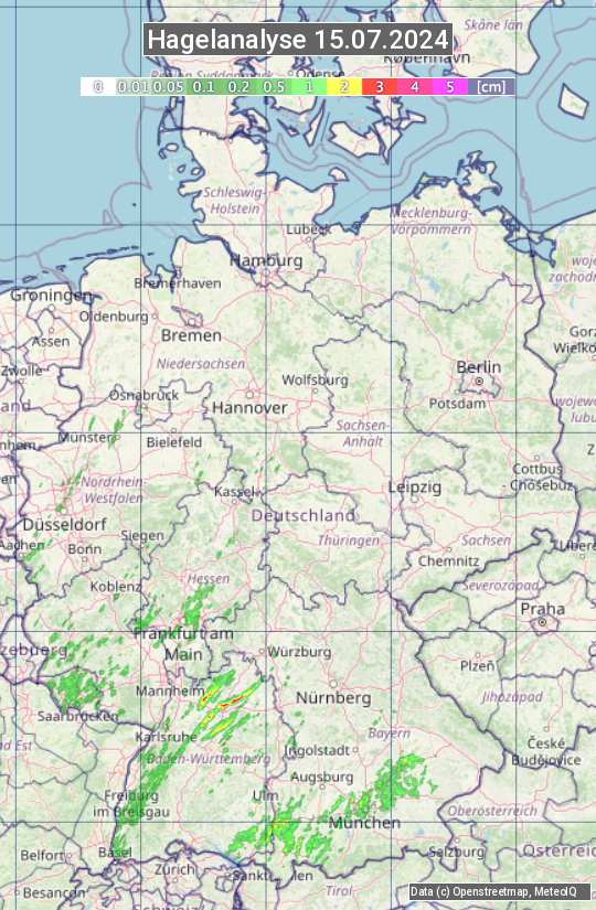 Karte mit Unwetteranalyse