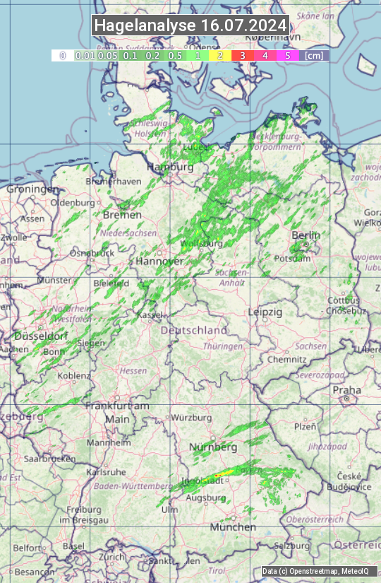 Karte mit Unwetteranalyse