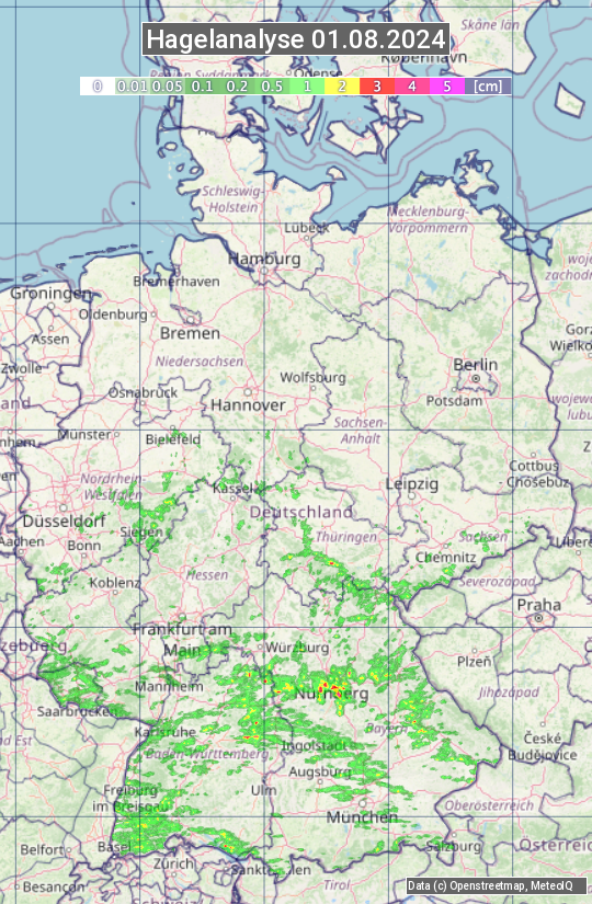 Karte mit Unwetteranalyse