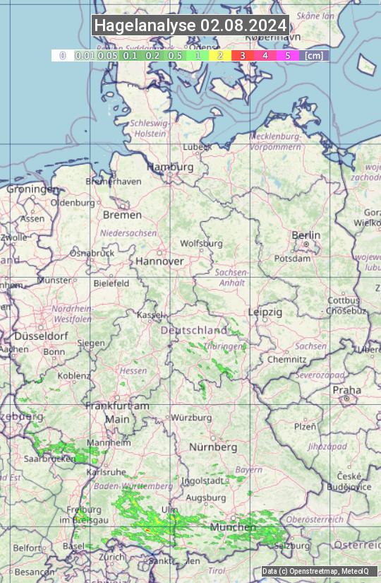 Karte mit Unwetteranalyse