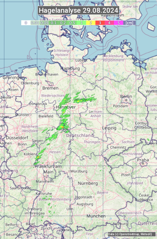 Karte mit Unwetteranalyse