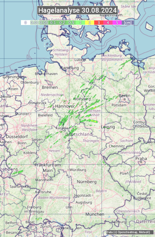 Karte mit Unwetteranalyse