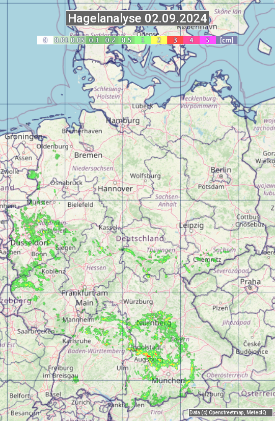 Karte mit Unwetteranalyse