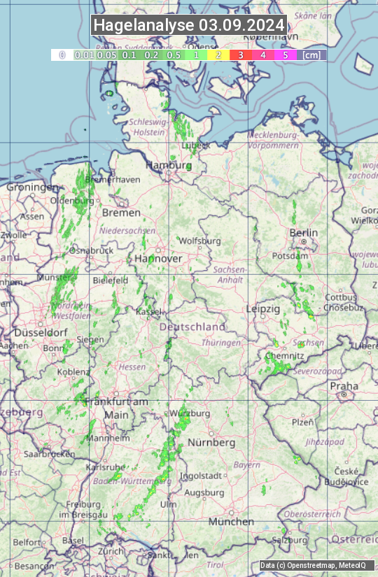 Karte mit Unwetteranalyse