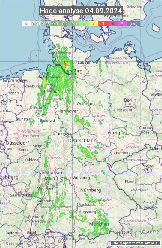 Karte mit Unwetteranalyse