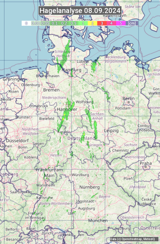 Karte mit Unwetteranalyse