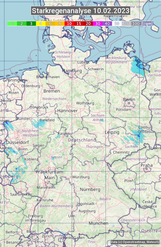 Karte mit Unwetteranalyse