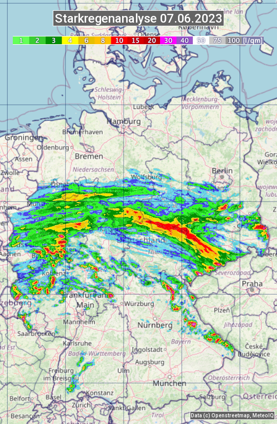 Karte mit Unwetteranalyse