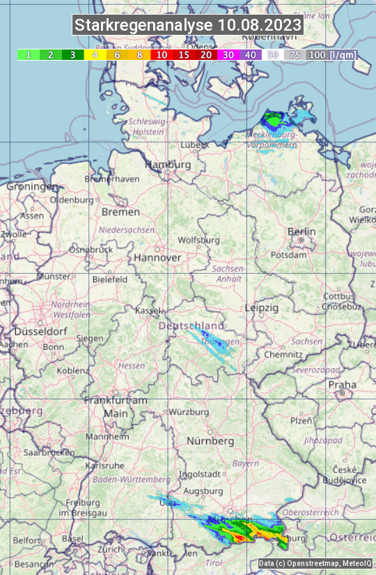 Karte mit Unwetteranalyse