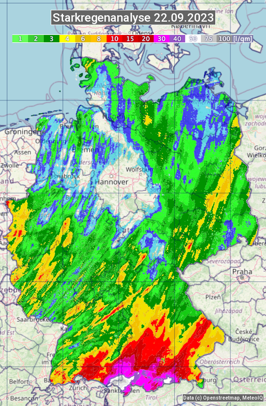 Karte mit Unwetteranalyse