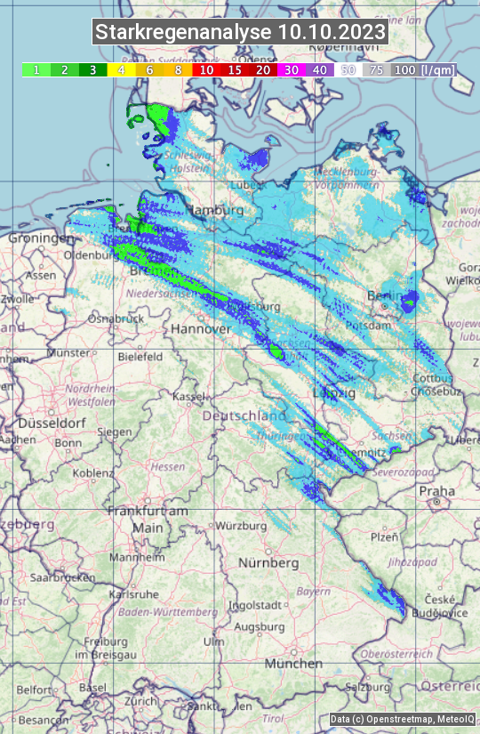 Karte mit Unwetteranalyse