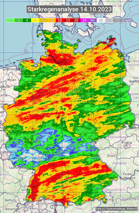 Karte mit Unwetteranalyse