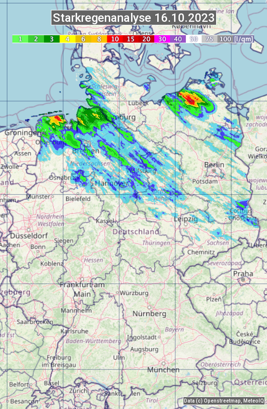 Karte mit Unwetteranalyse