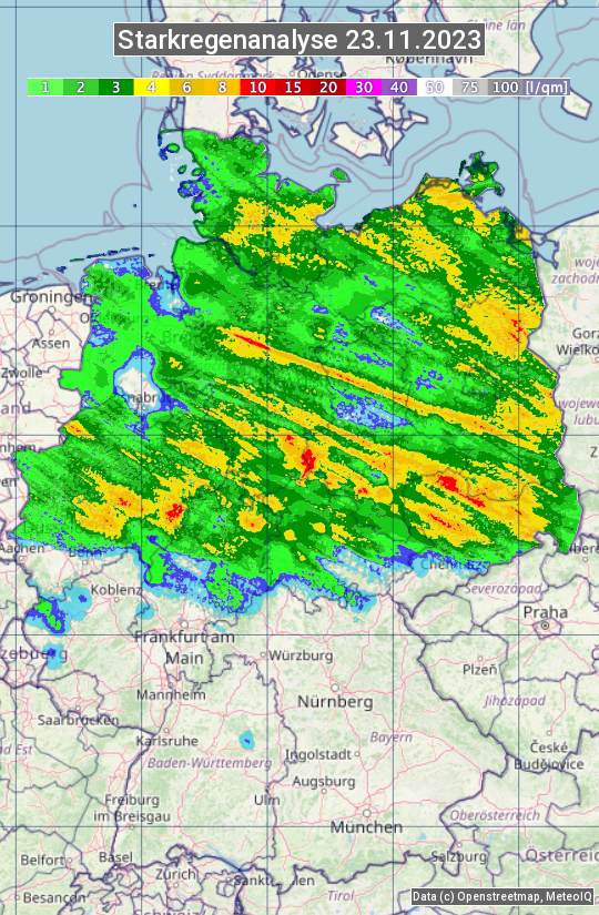 Karte mit Unwetteranalyse