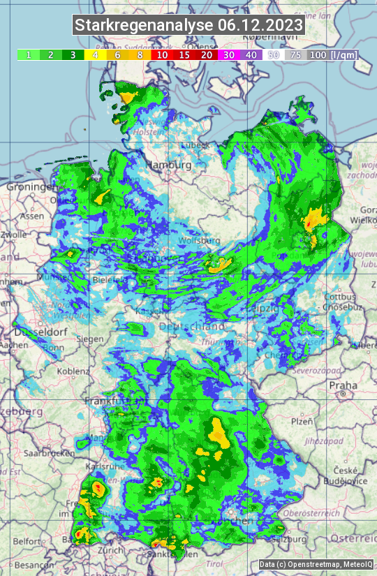 Karte mit Unwetteranalyse