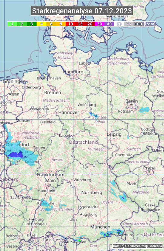 Karte mit Unwetteranalyse