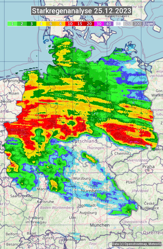 Karte mit Unwetteranalyse