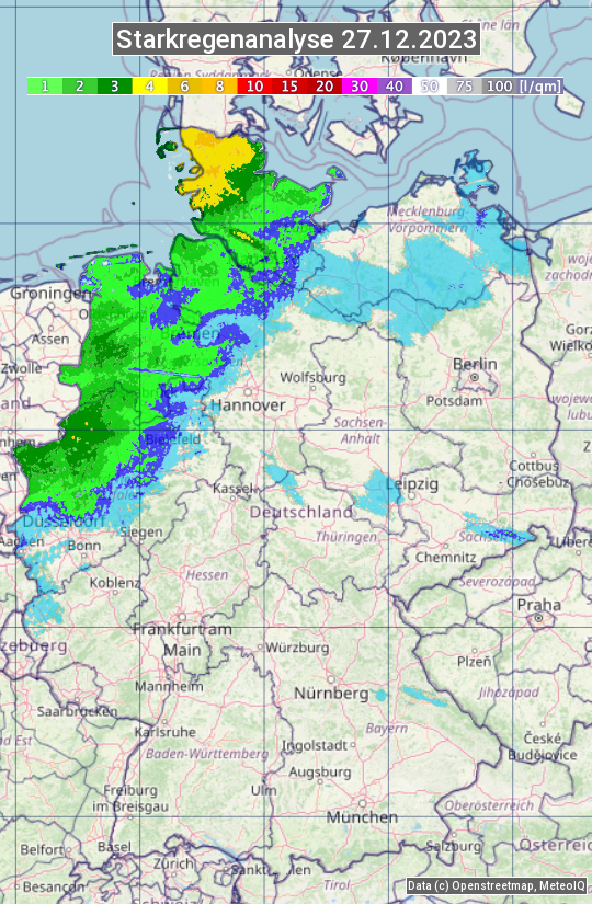 Karte mit Unwetteranalyse