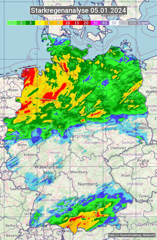 Karte mit Unwetteranalyse