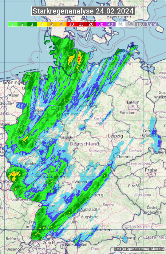 Karte mit Unwetteranalyse