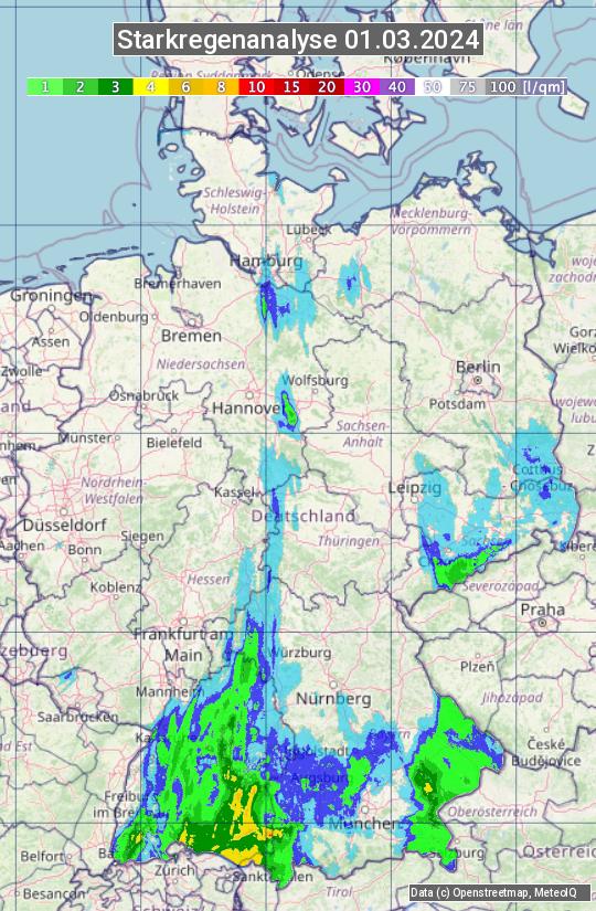 Karte mit Unwetteranalyse