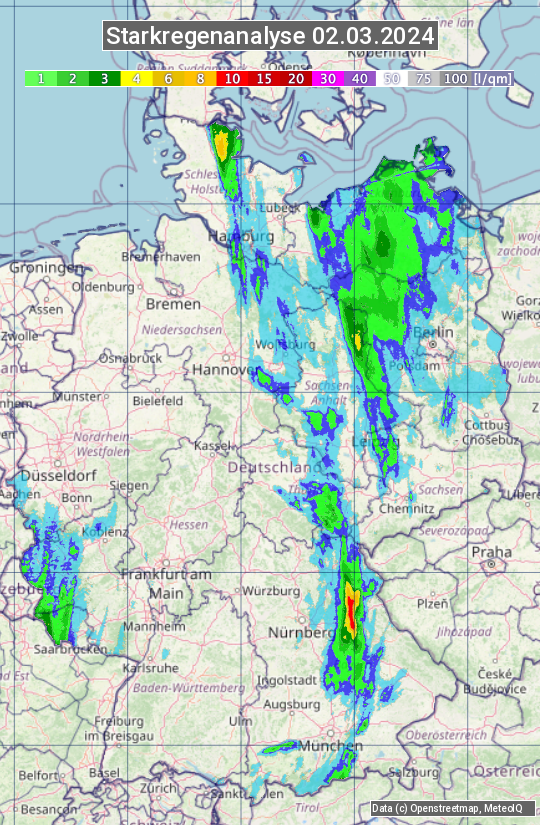 Karte mit Unwetteranalyse