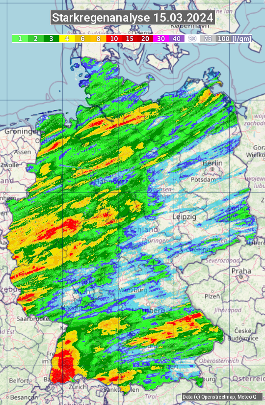 Karte mit Unwetteranalyse