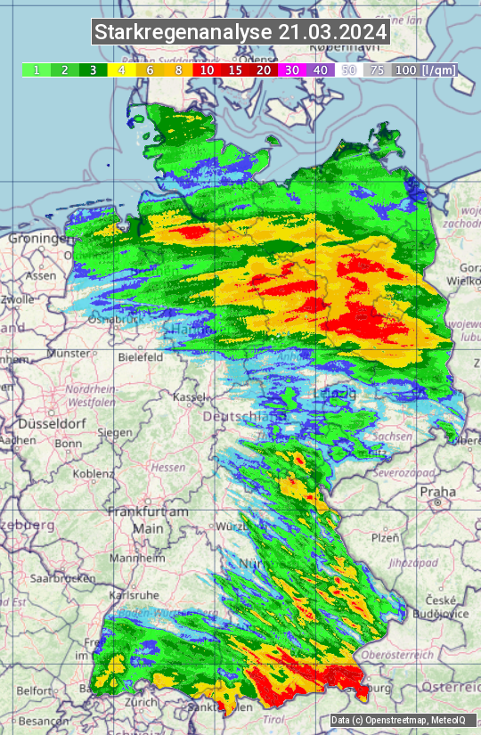 Karte mit Unwetteranalyse