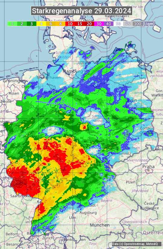 Karte mit Unwetteranalyse