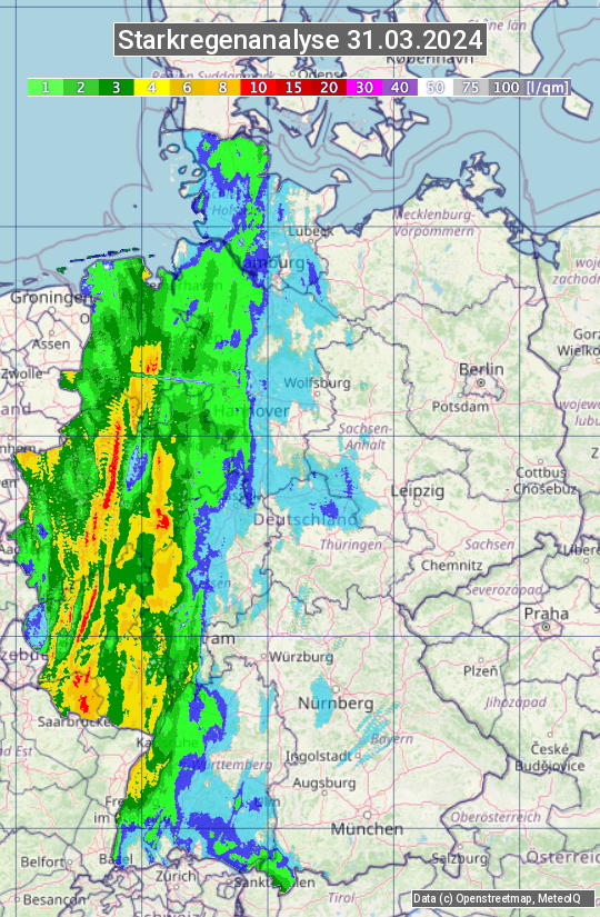 Karte mit Unwetteranalyse