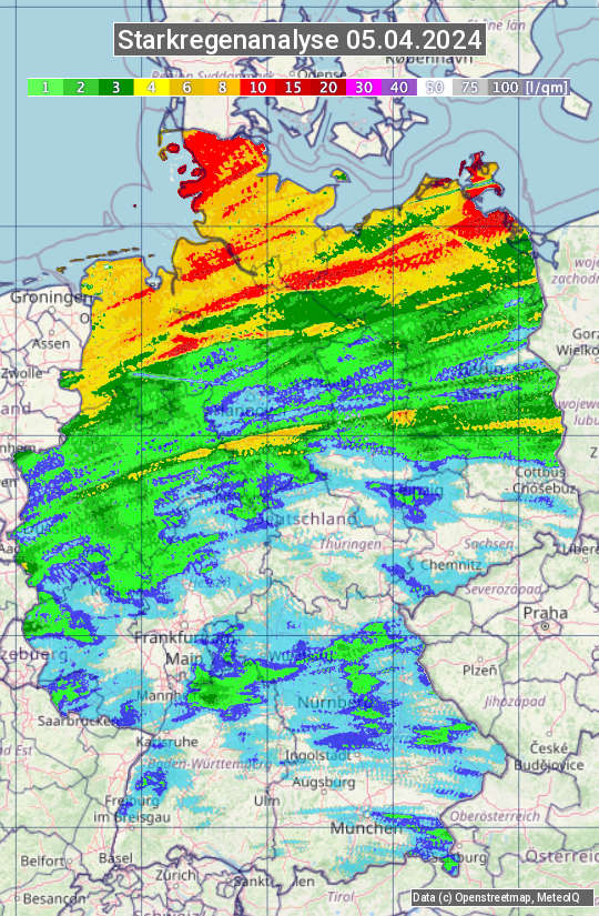 Karte mit Unwetteranalyse