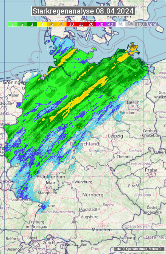 Karte mit Unwetteranalyse