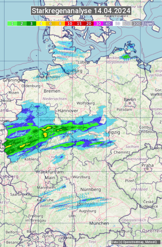 Karte mit Unwetteranalyse