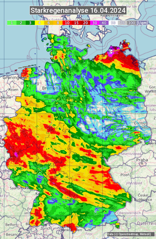 Karte mit Unwetteranalyse