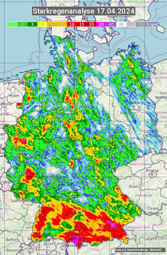 Karte mit Unwetteranalyse