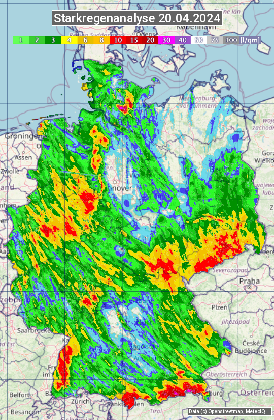 Karte mit Unwetteranalyse