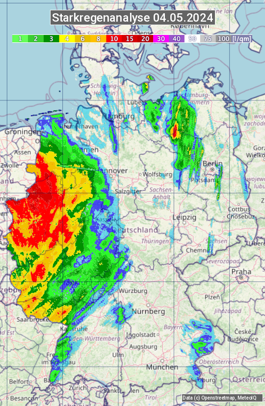 Karte mit Unwetteranalyse