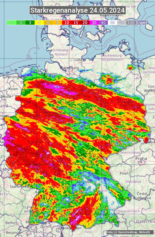 Karte mit Unwetteranalyse