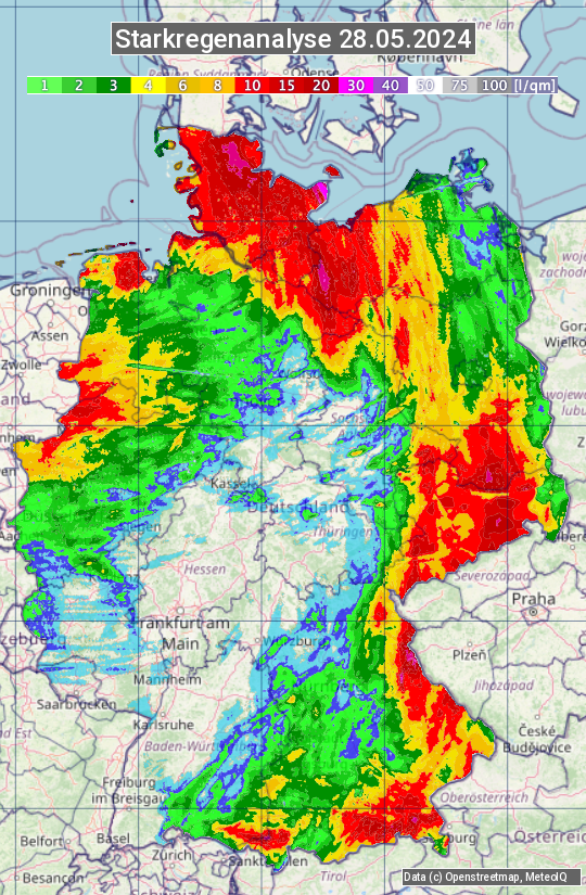 Karte mit Unwetteranalyse