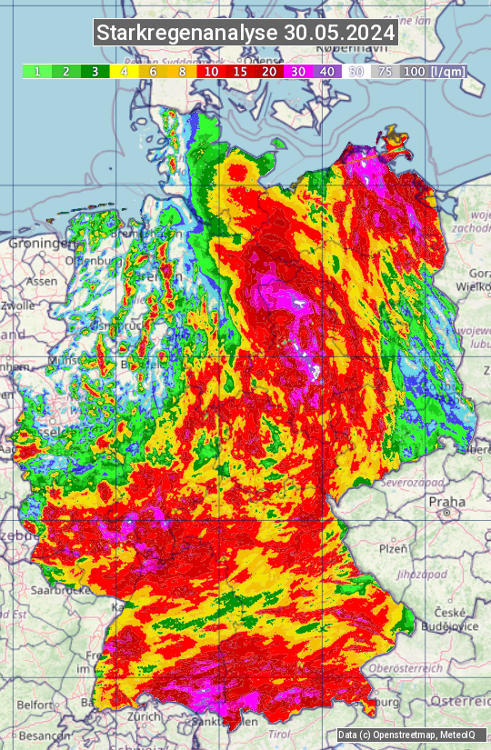 Karte mit Unwetteranalyse