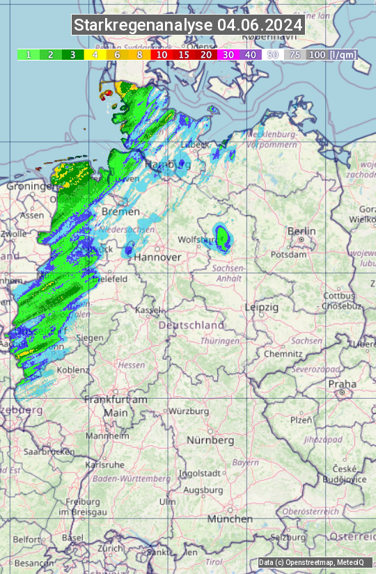 Karte mit Unwetteranalyse