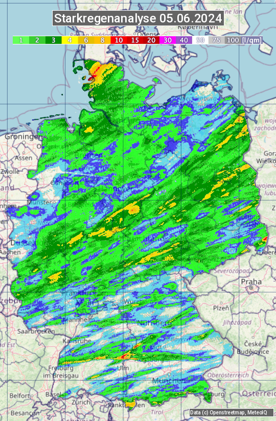 Karte mit Unwetteranalyse