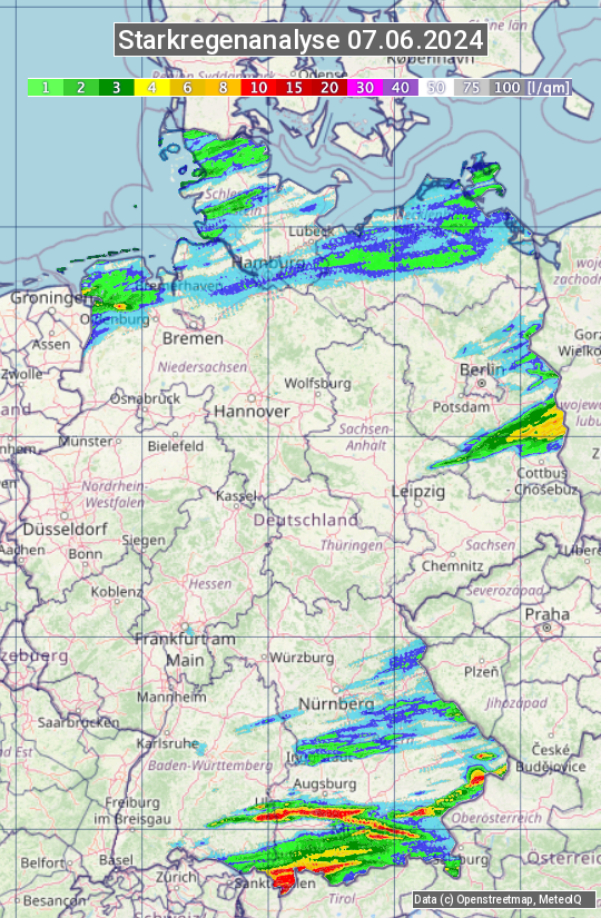 Karte mit Unwetteranalyse