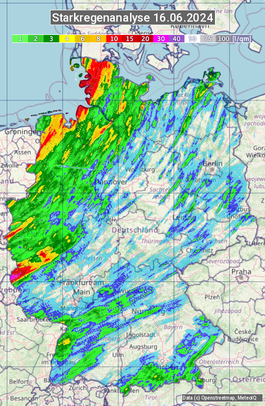 Karte mit Unwetteranalyse