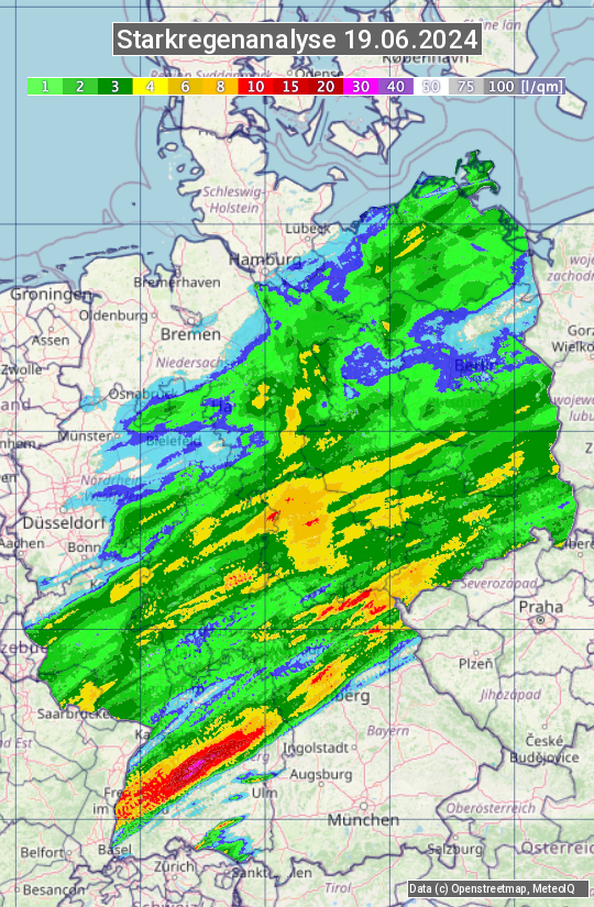 Karte mit Unwetteranalyse