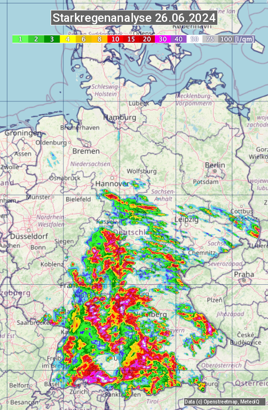 Karte mit Unwetteranalyse