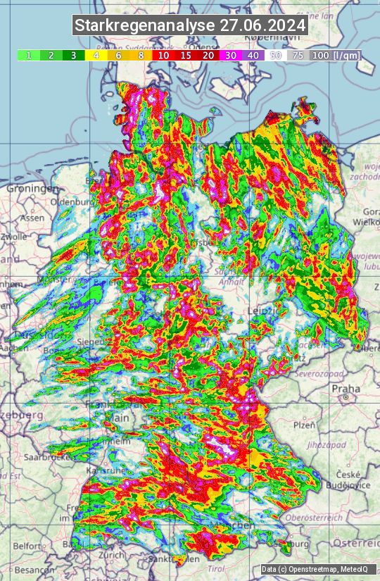 Karte mit Unwetteranalyse